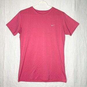 Nike Dri-FIT Boys Unisex Pink Short Sleeve Athletic T-Shirt Swoosh Logo-L 12-14